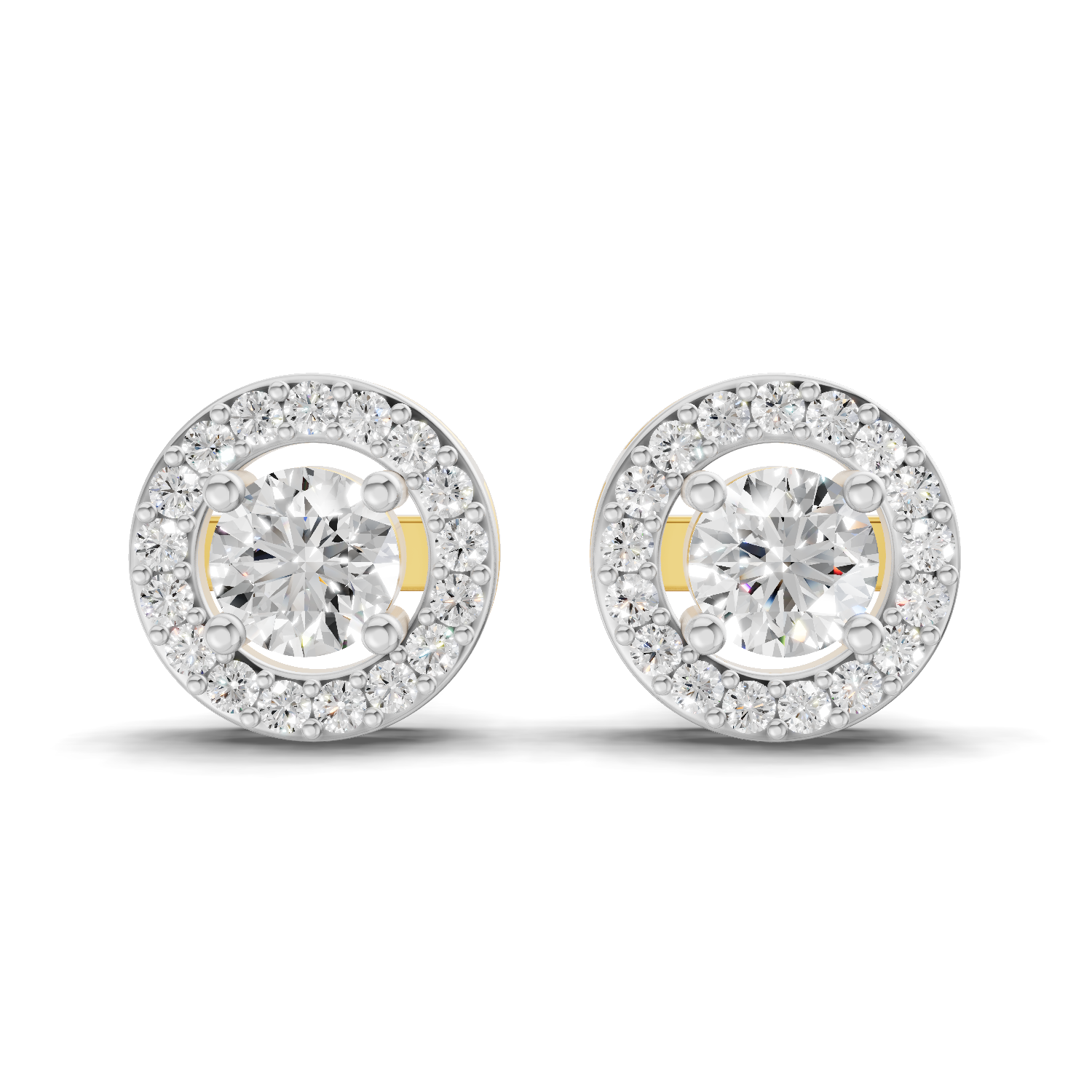 1.04 Carat Round Halo Stud Earrings 14K