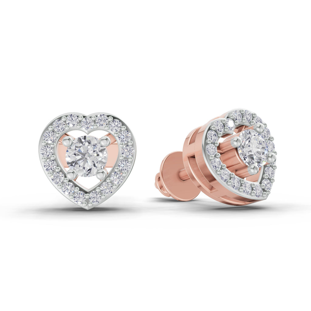 0.58 Carat Halo Diamond Stud Earrings 14K - Rose Gold
