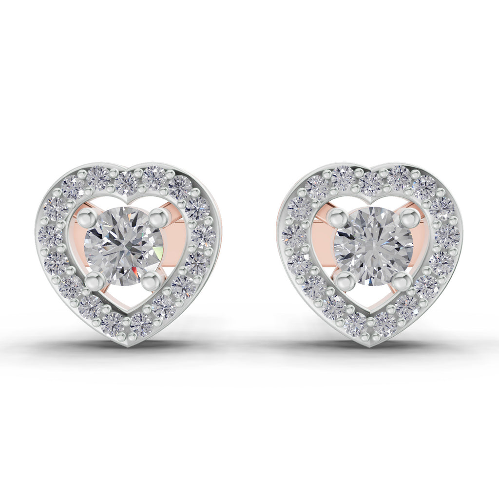 0.58 Carat Halo Diamond Stud Earrings 14K - Rose Gold