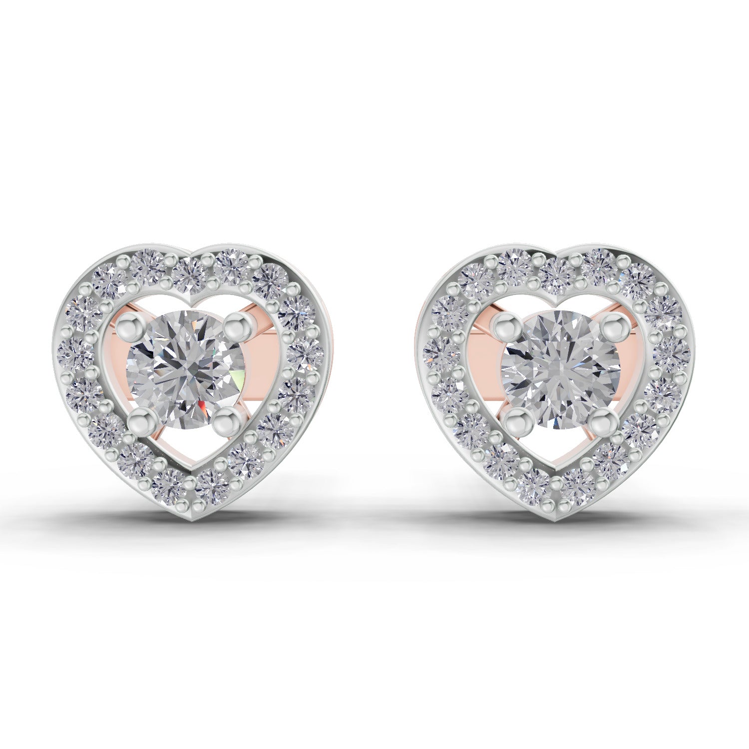 0.58 Carat Halo Diamond Stud Earrings 14K - Rose Gold