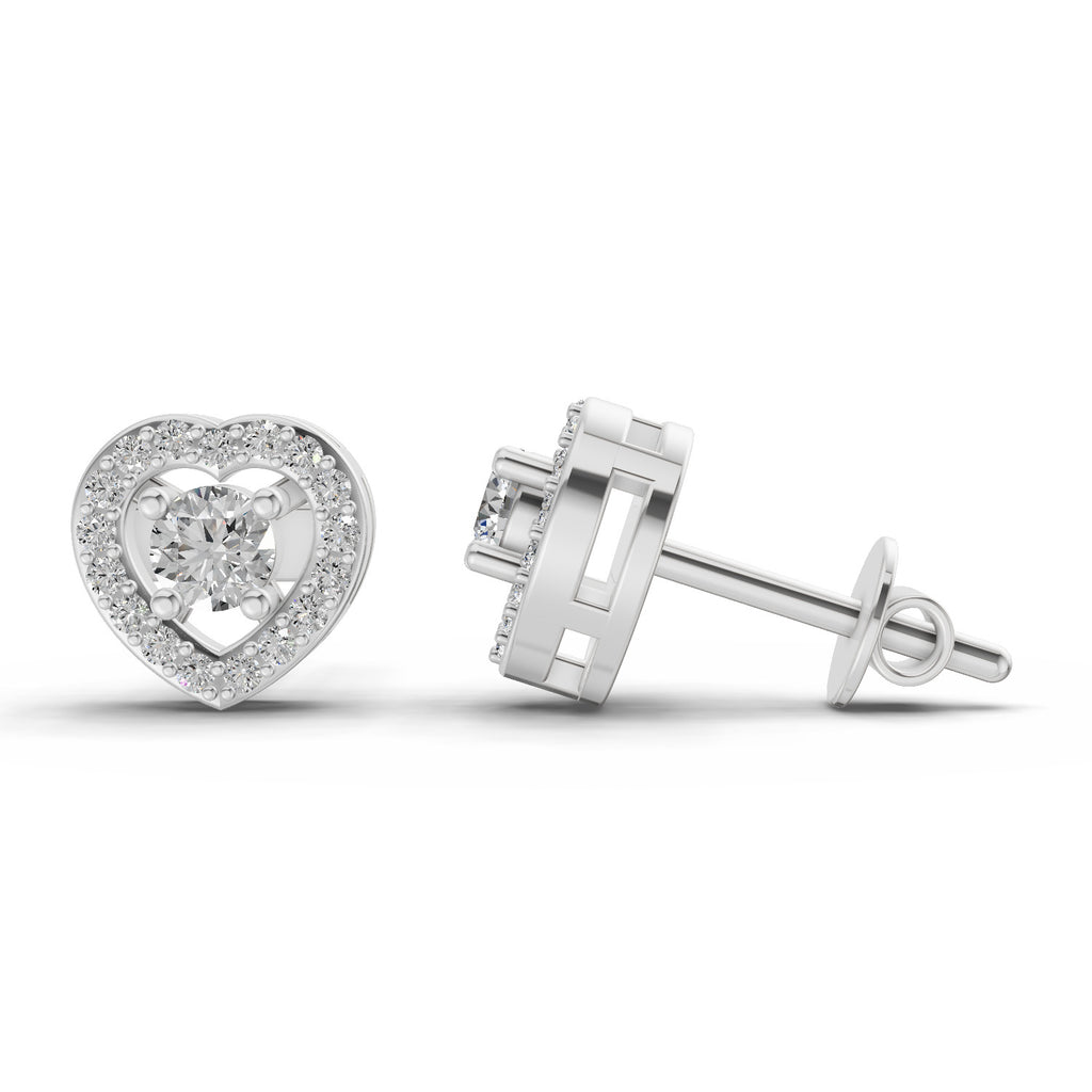 0.58 Carat Halo Diamond Stud Earrings 14K - White Gold