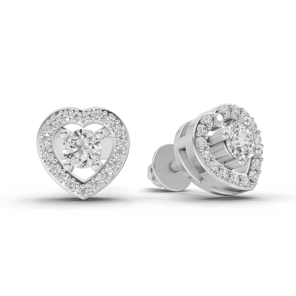 0.58 Carat Halo Diamond Stud Earrings 14K - White Gold