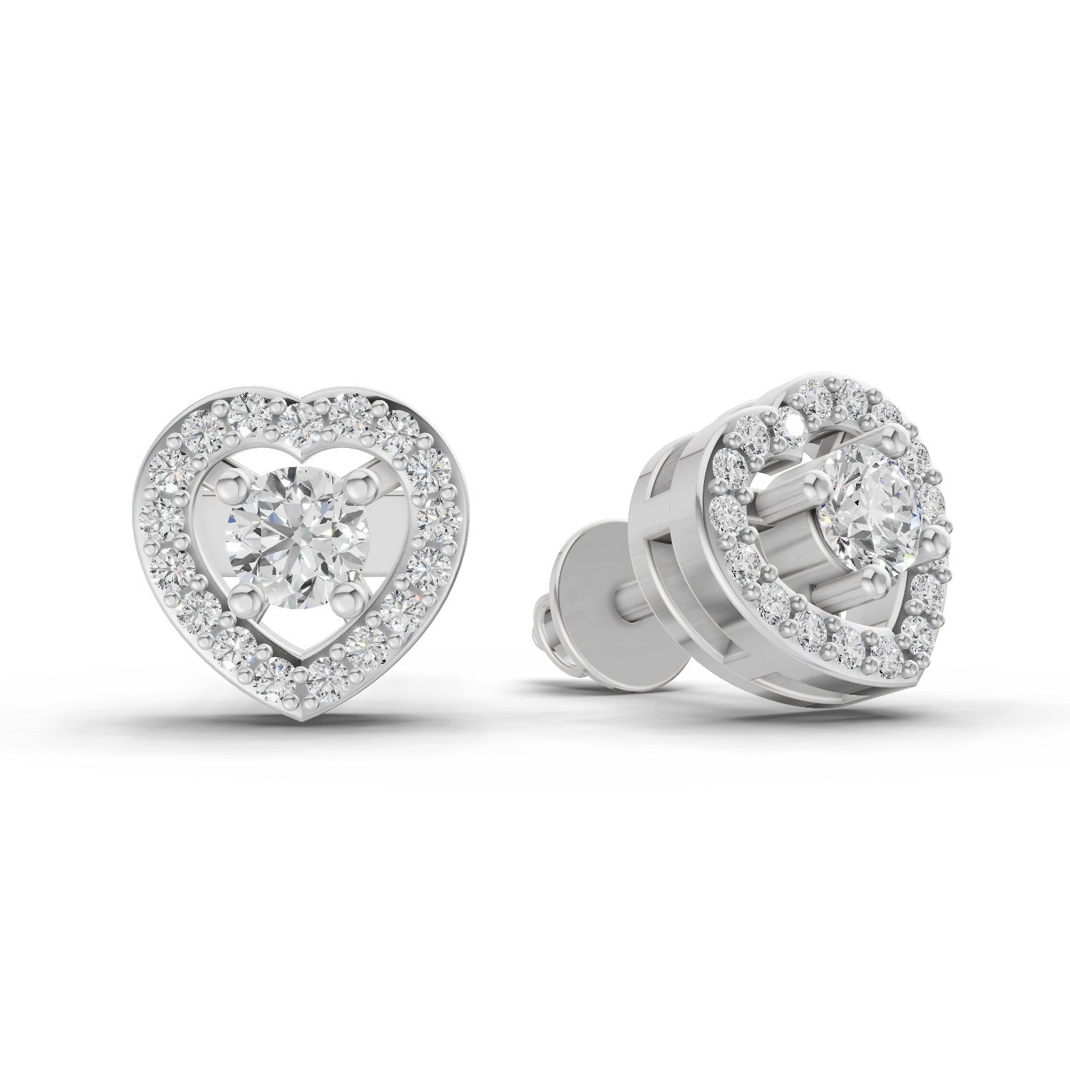 0.58 Carat Halo Diamond Stud Earrings 14K - White Gold