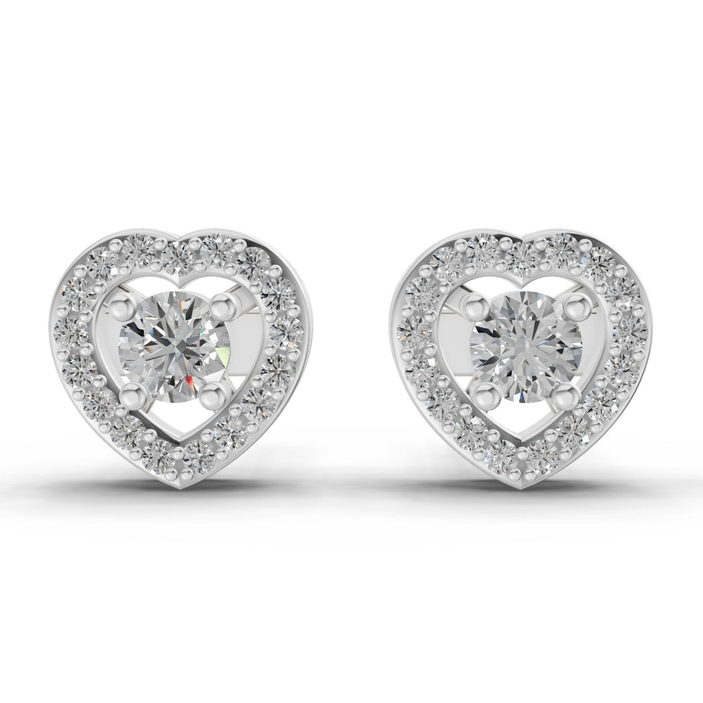 0.58 Carat Halo Diamond Stud Earrings 14K - White Gold
