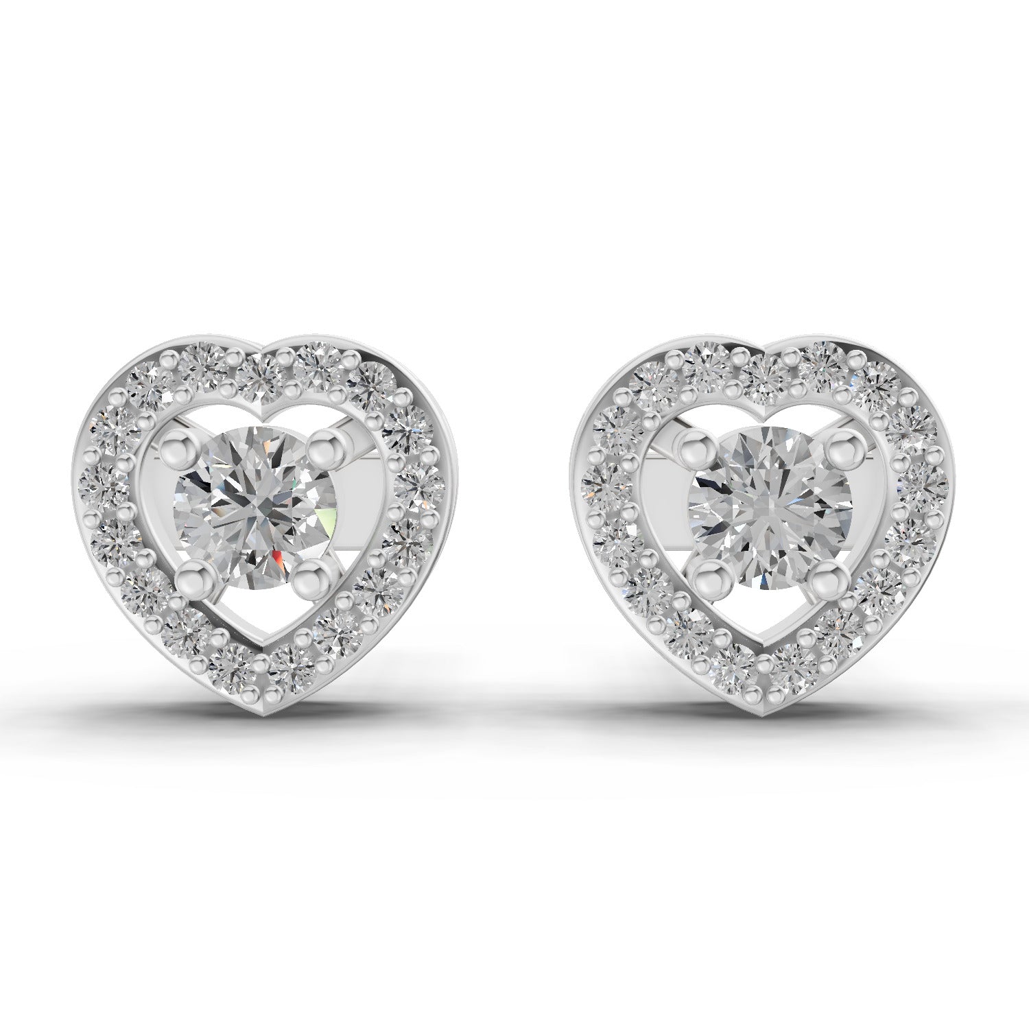 0.58 Carat Halo Diamond Stud Earrings 14K - White Gold