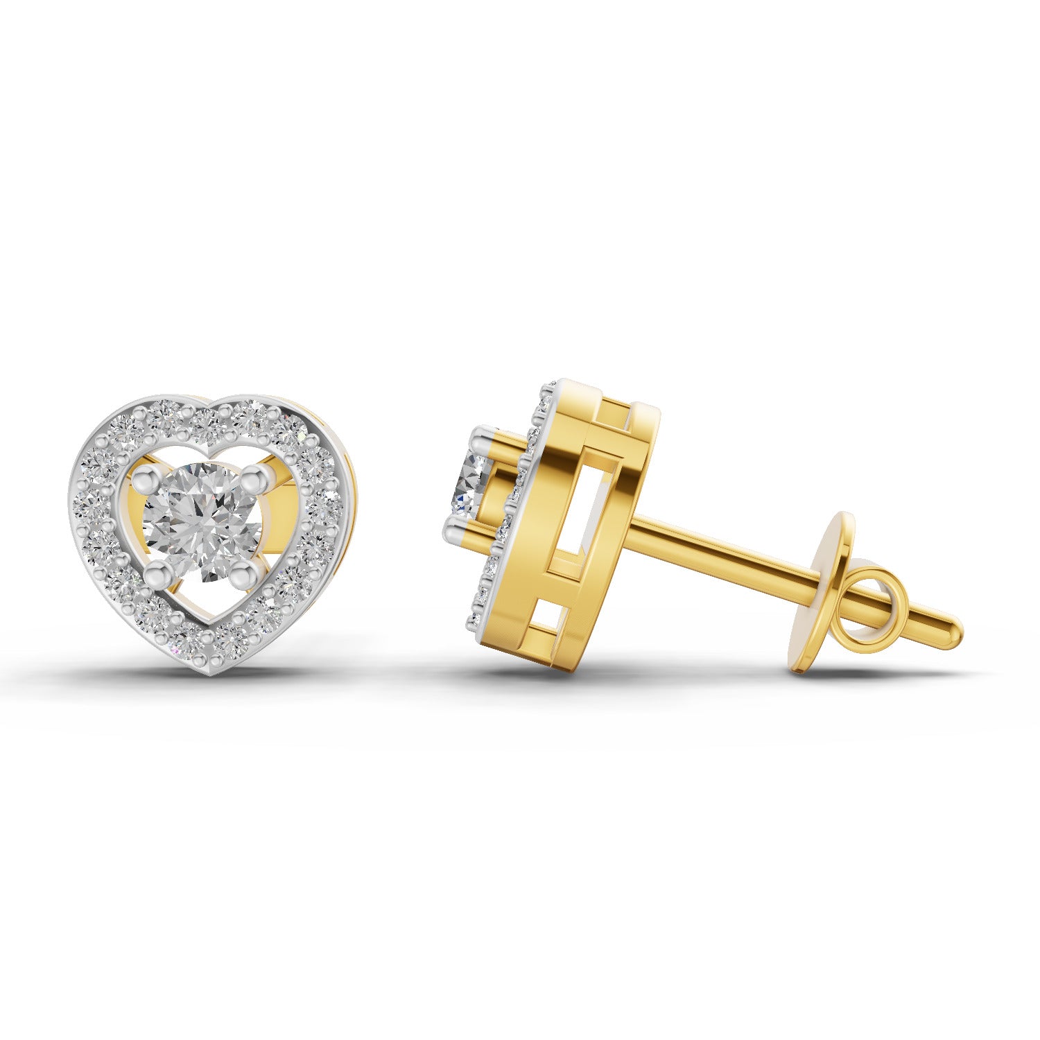 0.58 Carat Halo Diamond Stud Earrings 14K