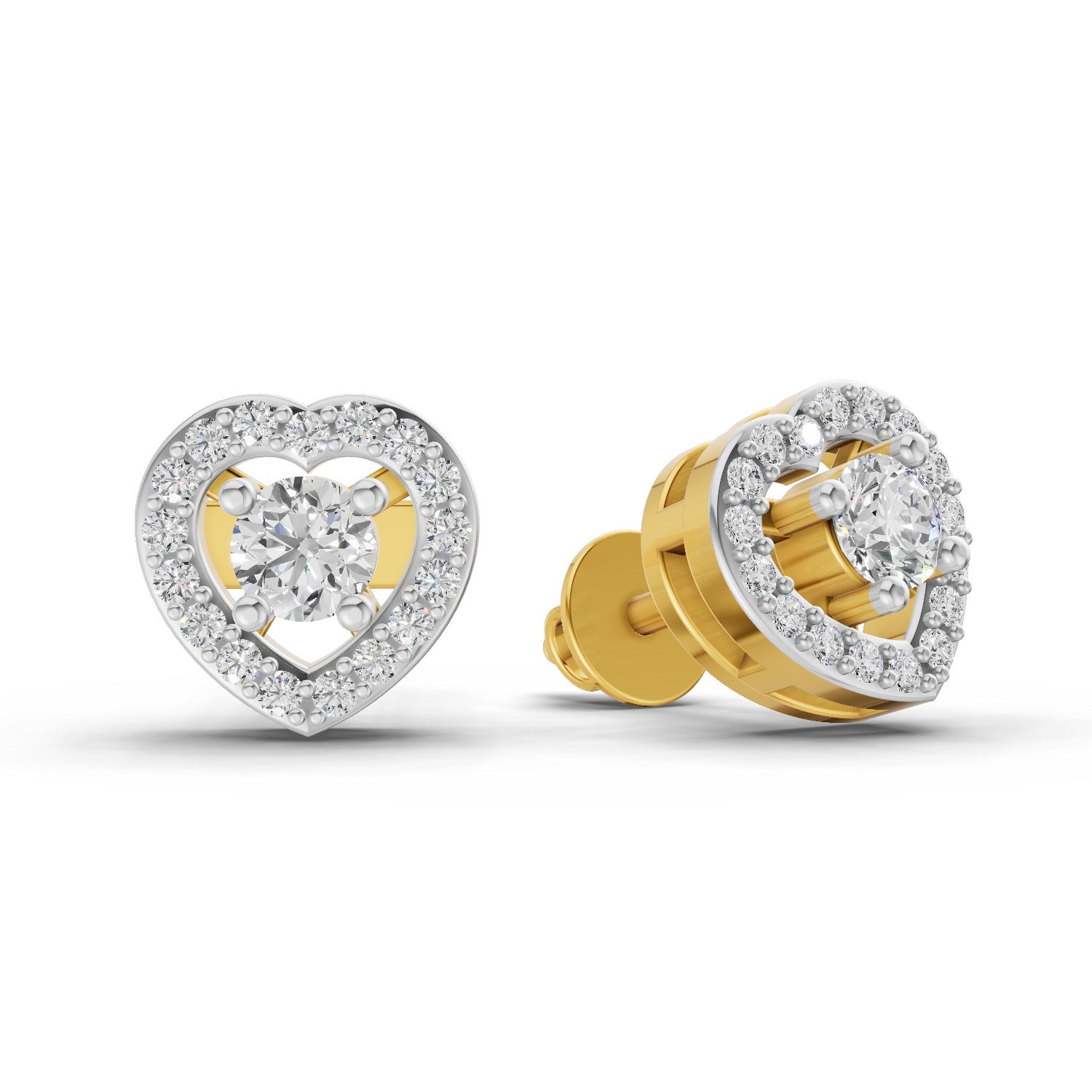 0.58 Carat Halo Diamond Stud Earrings 14K