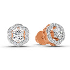0.86 Carat Halo Diamond Stud Earrings 14K - Rose Gold