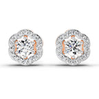 0.86 Carat Halo Diamond Stud Earrings 14K - Rose Gold