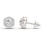 0.86 Carat Halo Diamond Stud Earrings 14K - White Gold