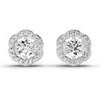 0.86 Carat Halo Diamond Stud Earrings 14K - White Gold