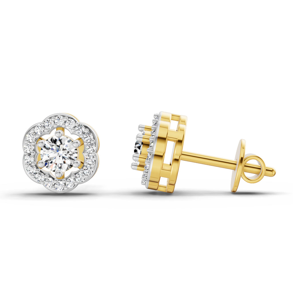 0.86 Carat Halo Diamond Stud Earrings 14K