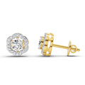 0.86 Carat Halo Diamond Stud Earrings 14K