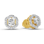 0.86 Carat Halo Diamond Stud Earrings 14K