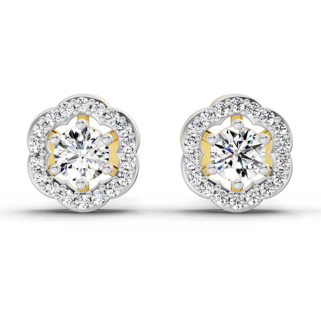 0.86 Carat Halo Diamond Stud Earrings 14K