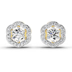 0.86 Carat Halo Diamond Stud Earrings 14K