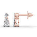 0.89 Carat Pear-Shaped Diamond Drop Stud Earrings 14K - Rose Gold