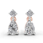 0.89 Carat Pear-Shaped Diamond Drop Stud Earrings 14K - Rose Gold