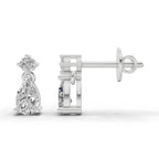 0.89 Carat Pear-Shaped Diamond Drop Stud Earrings 14K - White Gold