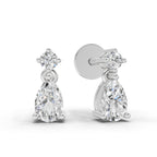 0.89 Carat Pear-Shaped Diamond Drop Stud Earrings 14K - White Gold