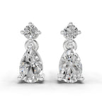0.89 Carat Pear-Shaped Diamond Drop Stud Earrings 14K - White Gold