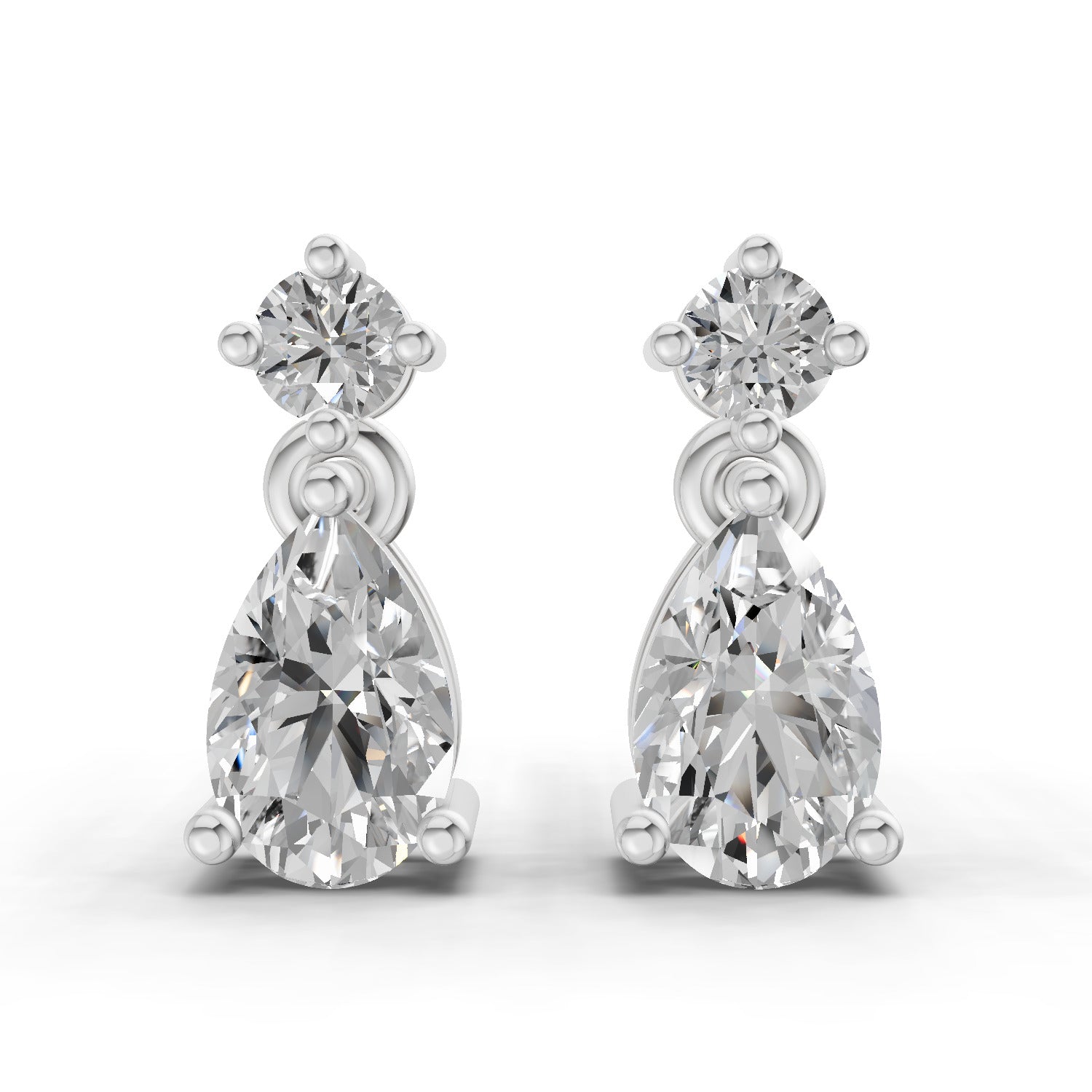 0.89 Carat Pear-Shaped Diamond Drop Stud Earrings 14K - White Gold