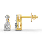 0.89 Carat Pear-Shaped Diamond Drop Stud Earrings 14K