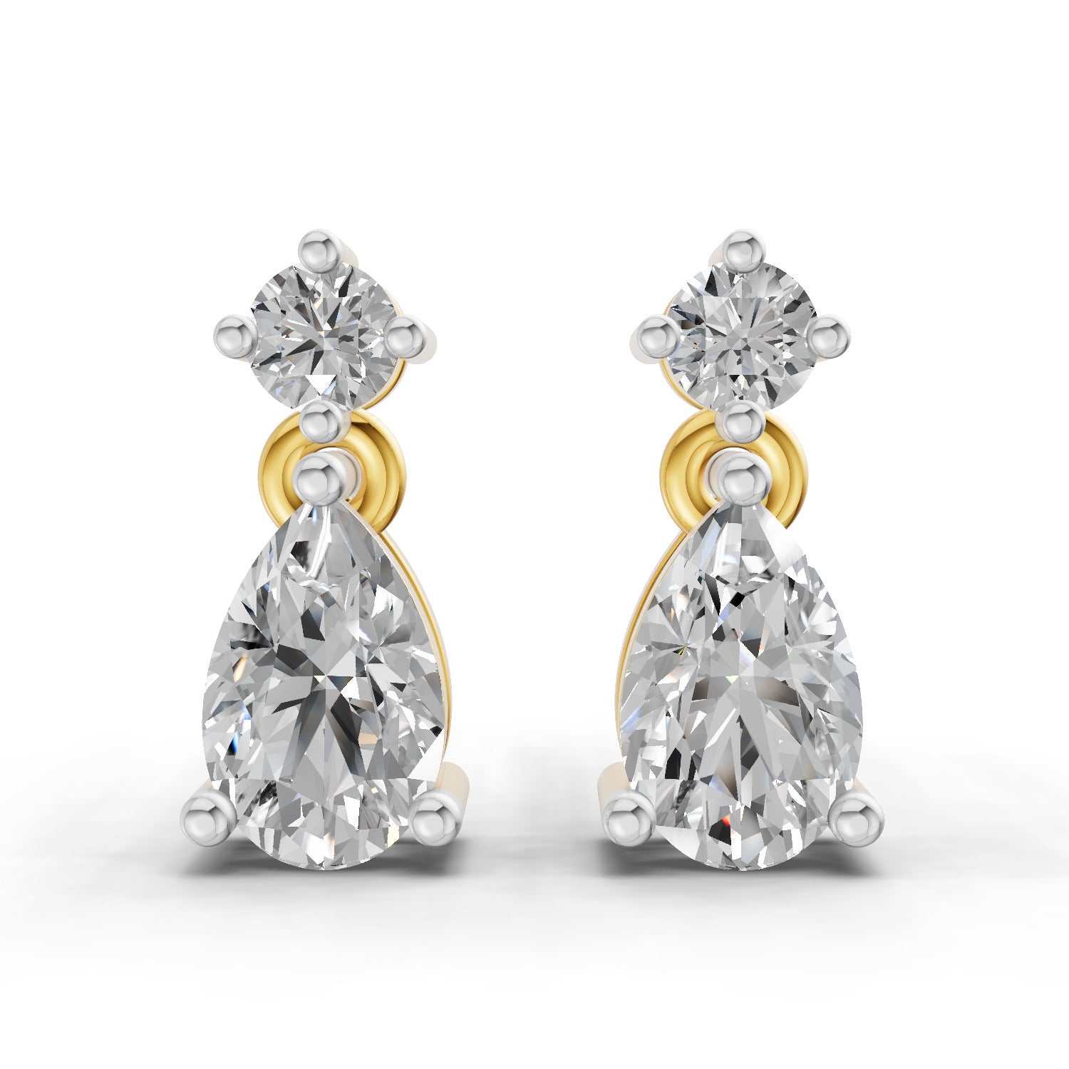 0.89 Carat Pear-Shaped Diamond Drop Stud Earrings 14K