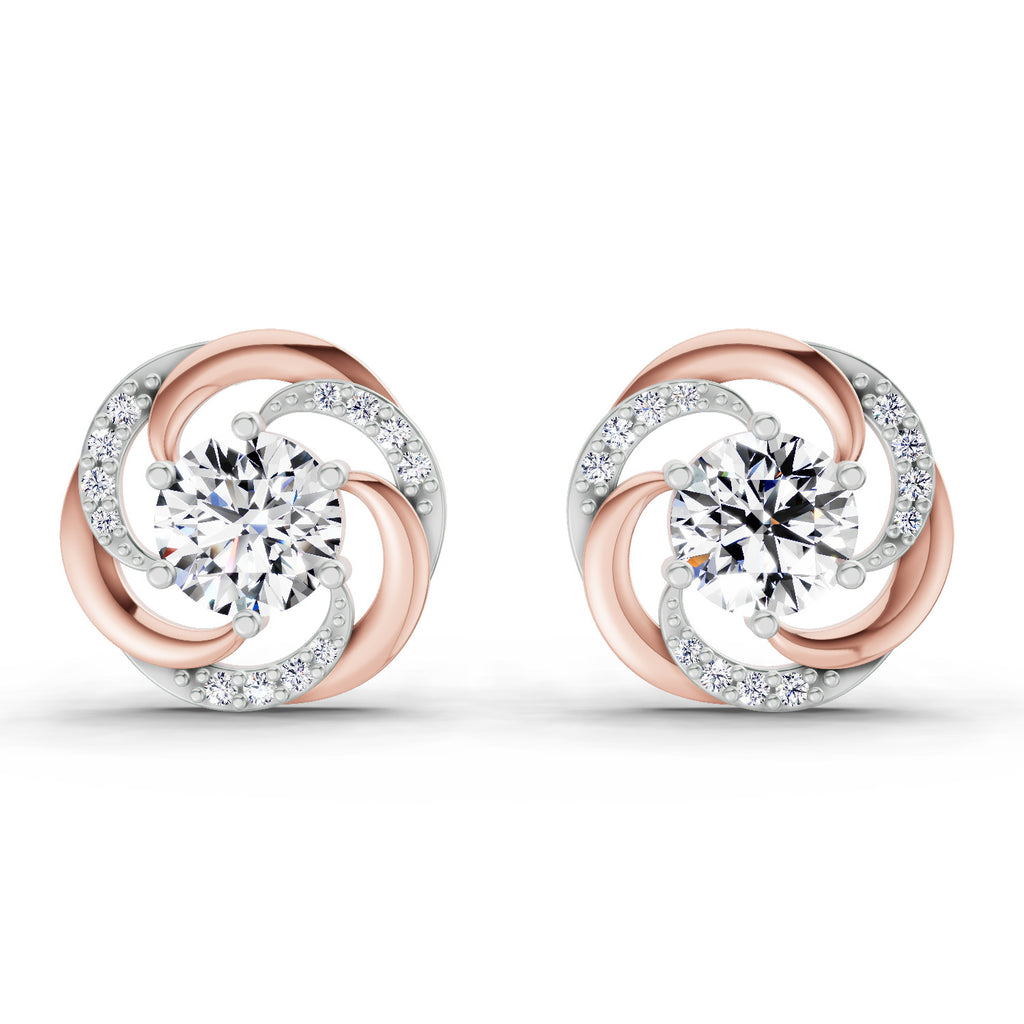 1.76 Carat Round Swirl Earrings 14K - Rose Gold