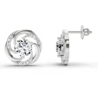 1.76 Carat Round Swirl Earrings 14K - White Gold