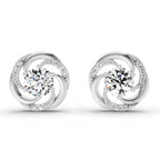 1.76 Carat Round Swirl Earrings 14K - White Gold