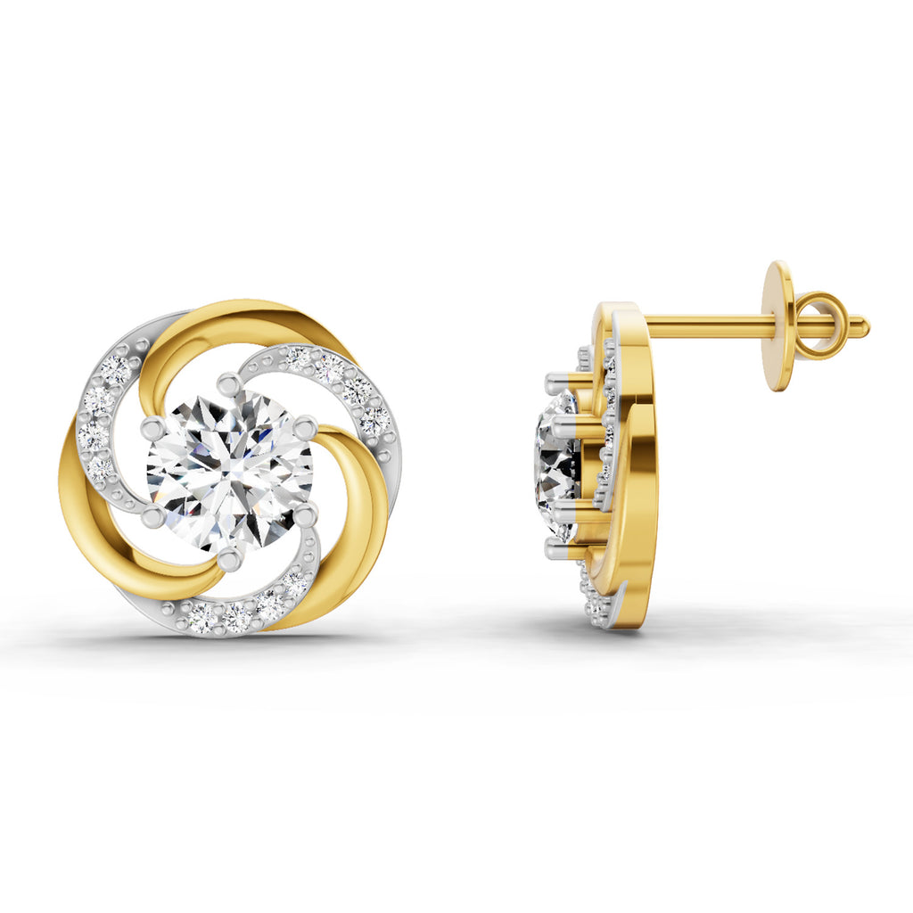 1.76 Carat Round Swirl Earrings 14K