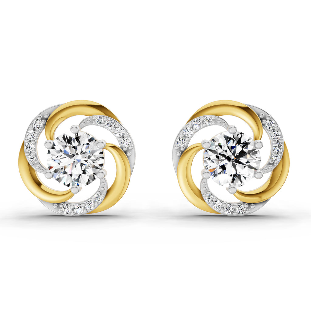 1.76 Carat Round Swirl Earrings 14K