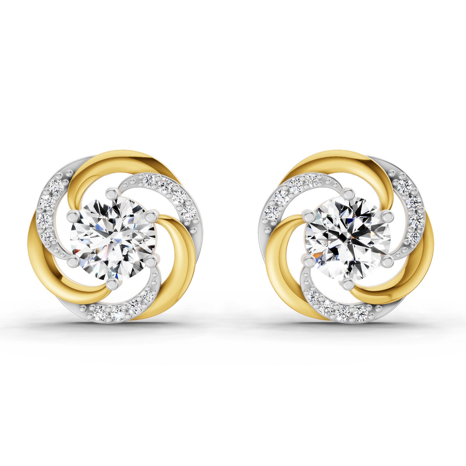 1.76 Carat Round Swirl Earrings 14K