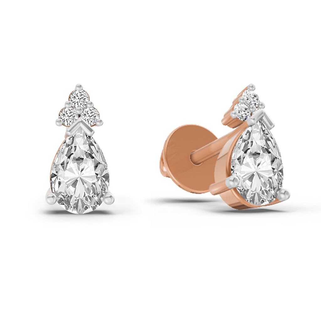 0.75 Carat Pear Stud Earrings 14K - Rose Gold