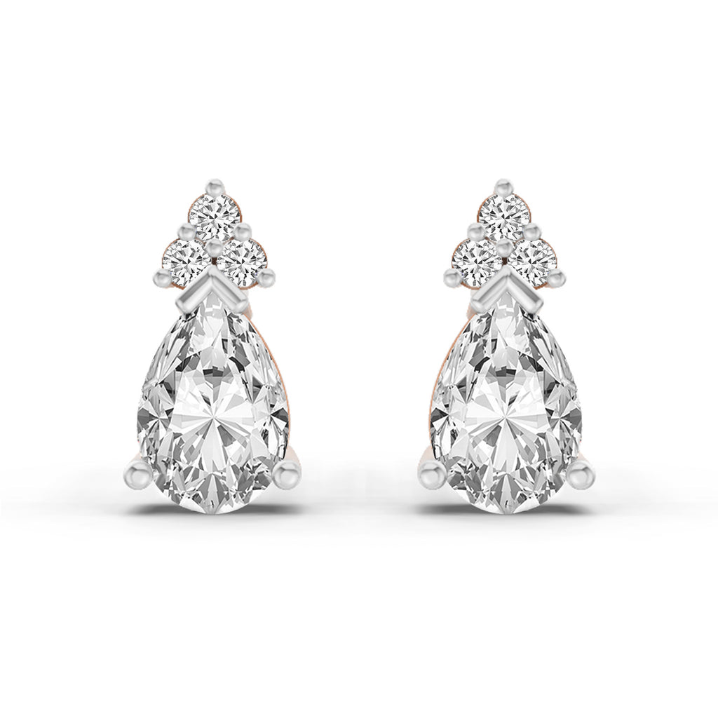 0.75 Carat Pear Stud Earrings 14K - Rose Gold