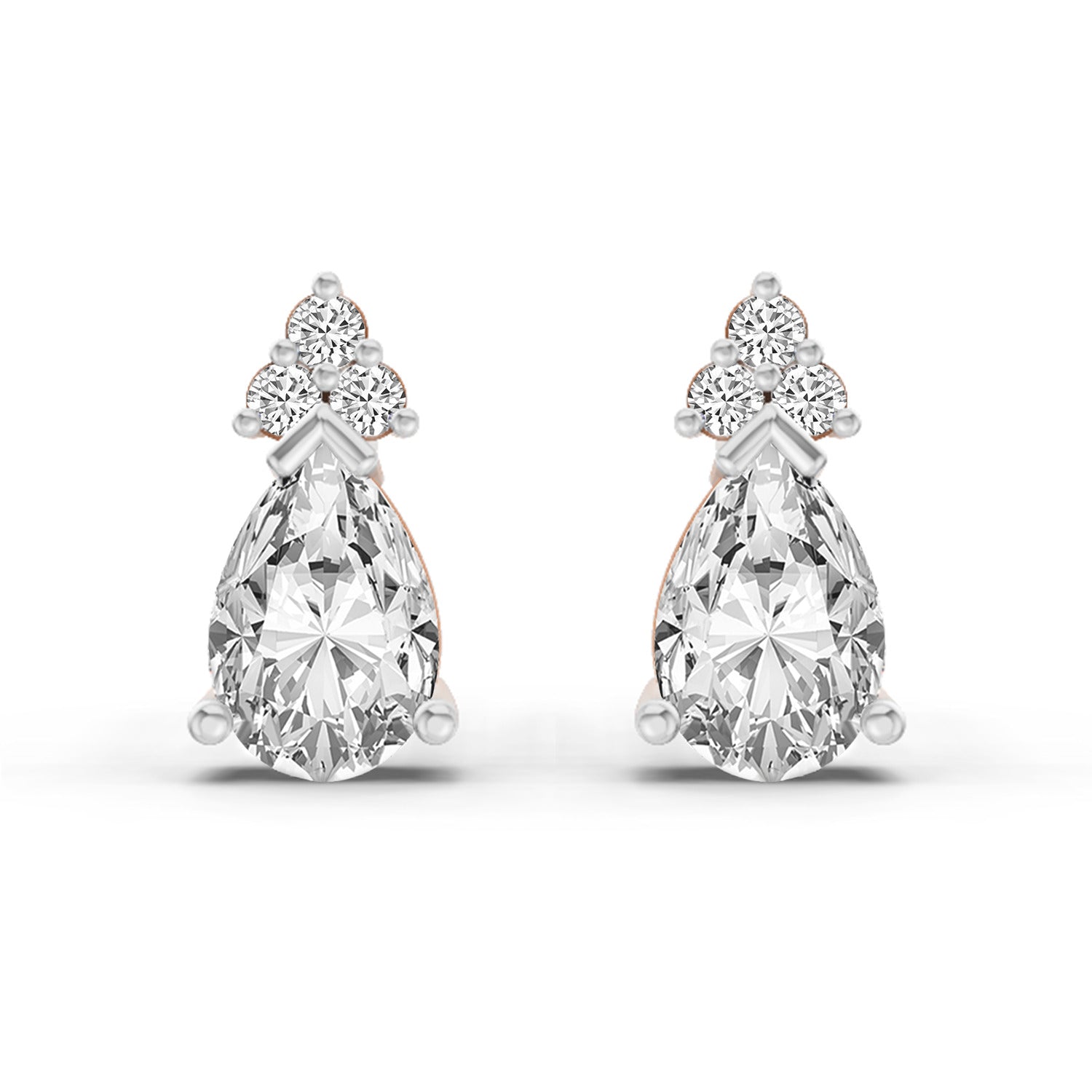 0.75 Carat Pear Stud Earrings 14K - Rose Gold