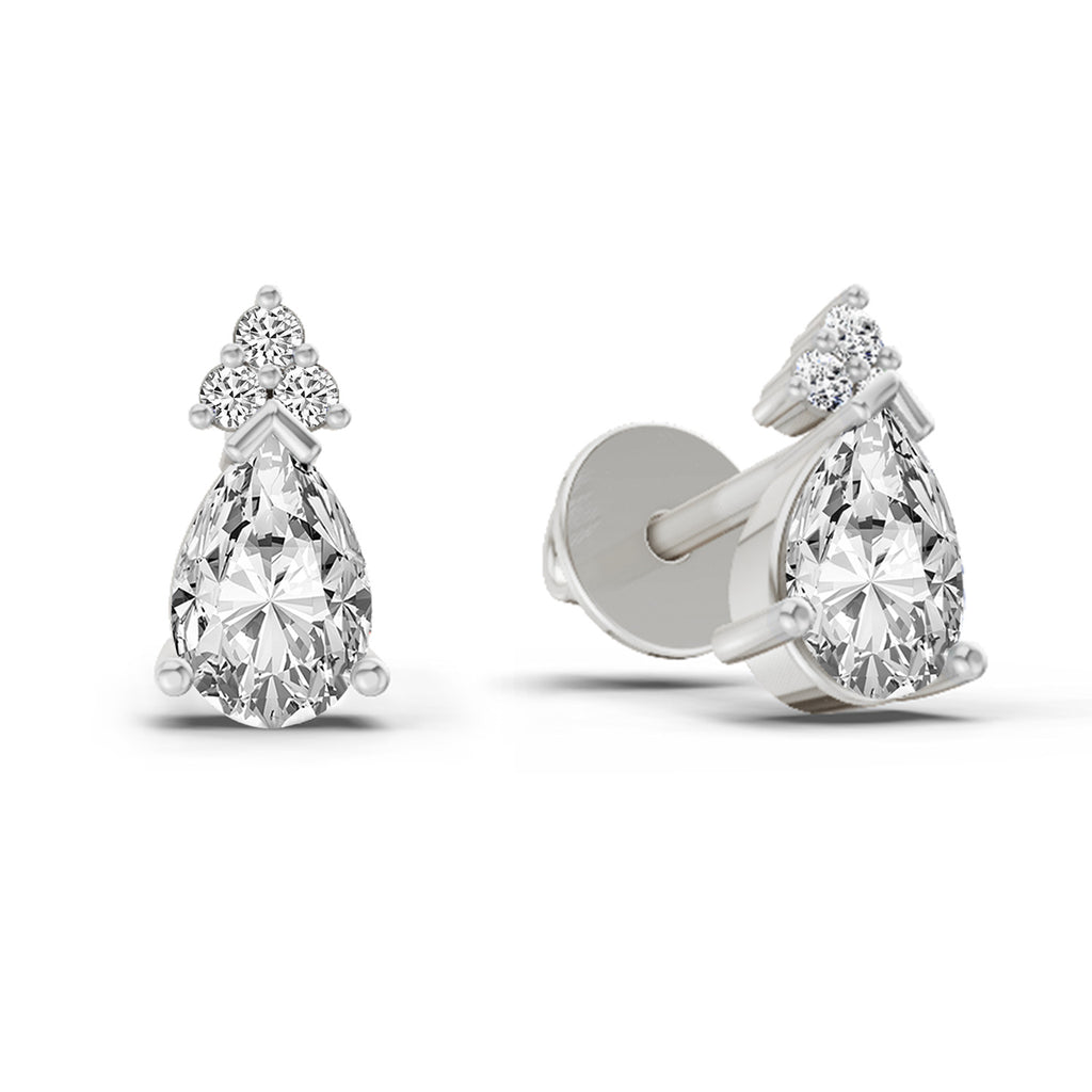 0.75 Carat Pear Stud Earrings 14K - White Gold