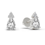 0.75 Carat Pear Stud Earrings 14K - White Gold