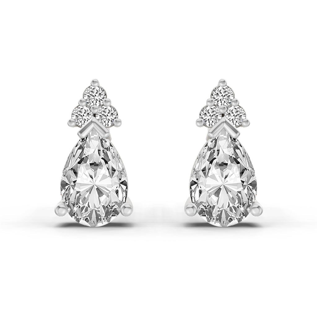 0.75 Carat Pear Stud Earrings 14K - White Gold