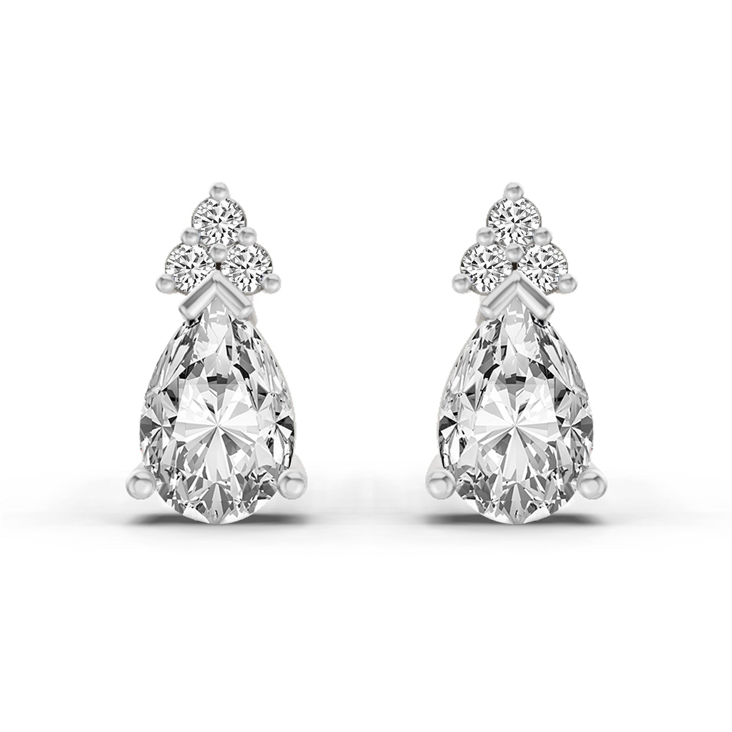 0.75 Carat Pear Stud Earrings 14K - White Gold
