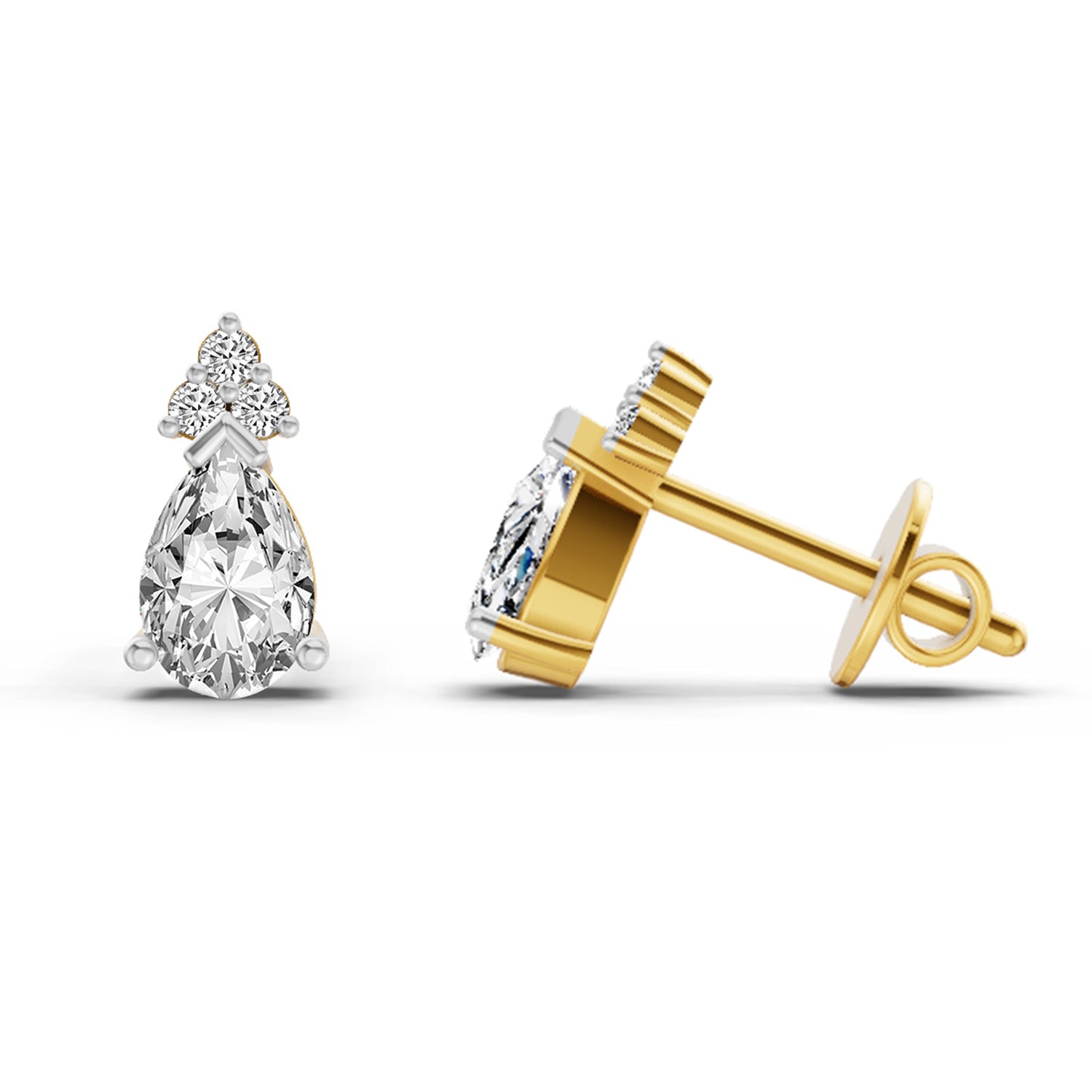 0.75 Carat Pear Stud Earrings 14K