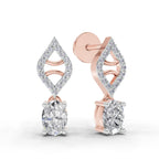0.88 Carat Oval Diamond Leaf Drop Stud Earrings 14K - Rose Gold