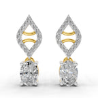 0.88 Carat Oval Diamond Leaf Drop Stud Earrings 14K