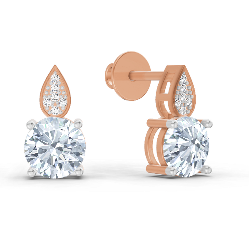 3.27 Carat Round Dangle Earrings 14K - Rose Gold