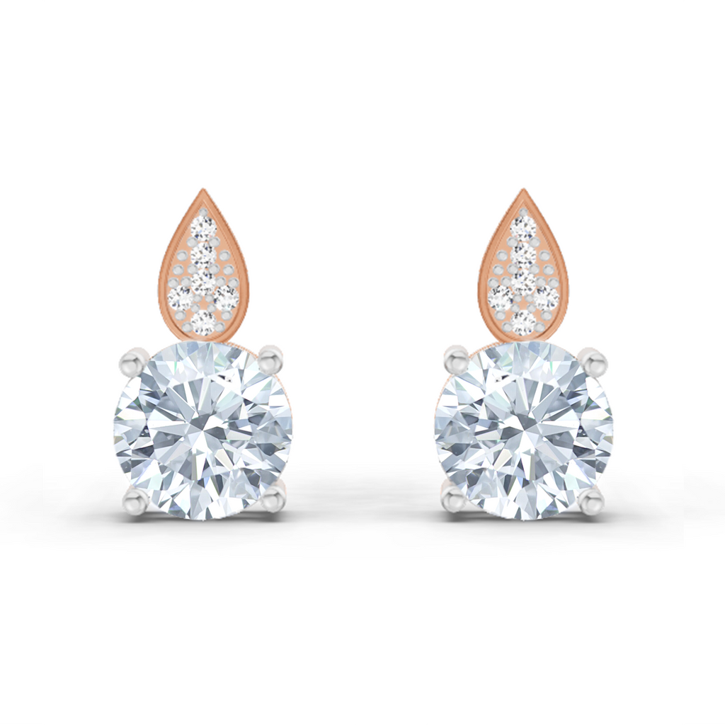 3.27 Carat Round Dangle Earrings 14K - Rose Gold