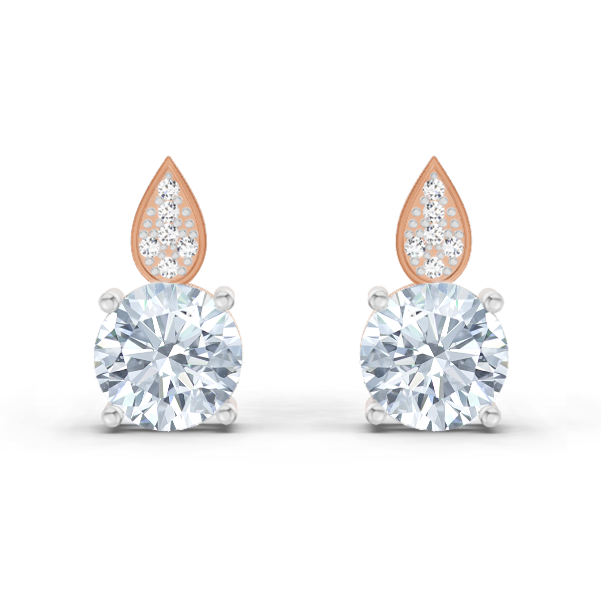 3.27 Carat Round Dangle Earrings 14K - Rose Gold