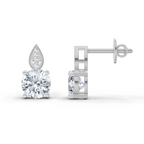 3.27 Carat Round Dangle Earrings 14K - White Gold