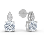 3.27 Carat Round Dangle Earrings 14K - White Gold