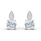 3.27 Carat Round Dangle Earrings 14K - White Gold